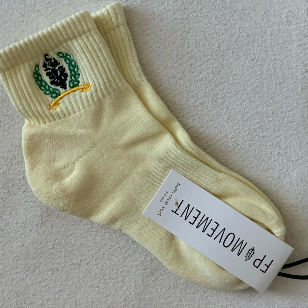 FP Movement ~ Cream Color Embroidered Socks With Crest Buti ~ *NWT & Packaging - Picture 10 of 13